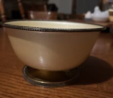 Vintage Evans Stamped Yellow Enamel Brass Decorative Bowl picture
