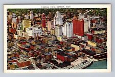 Detroit MI-Michigan, Aerial View Of Downtown, Antique, Vintage Souvenir Postcard picture