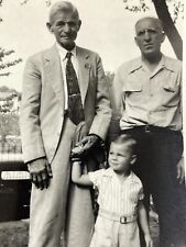 N5 Photograph 1940's Boy Holding Hands With Old Man Grandpa picture