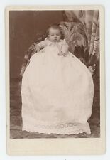 Antique Circa 1880s Cabinet Card Adorable Baby in Long White Dress Allentown, PA picture