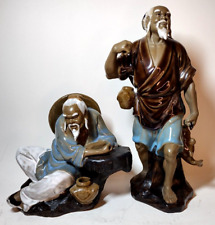 Pair (2) Vintage Chinese Shiwan Wanjiang Mudman Sculptures picture