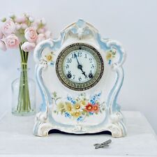 Pristine Ansonia Royal Bonn Mantel Clock La Mure Porcelain Housing With Key Vtg picture