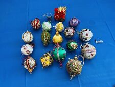 18 Vtg Lot 1960's 70's Assorted Beads Satin Push Pin Christmas Ornaments picture