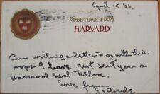 Cambridge, MA 1906 Postcard: ''HARVARD COLLEGE'' Seal - Massachusetts Mass picture