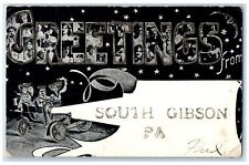 c1905's Large Letter Greetings From South Gibson Pennsylvania PA Moon Postcard picture