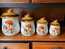 Merry Mushroom 4 Piece Canister Set With Lids Sears Roebuck & Co Japan 1978 picture