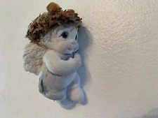 DREAMSICLES Laying Cherub Baby Angel Blue Security Blanket Hand Painted Kristin picture