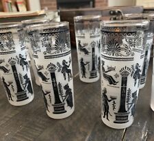 Ancient Greek Roman MCM Drinking Glasses Set of 7 Jeanette Wedgewood Style picture