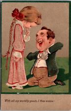 Vintage PFB 3D COMIC Postcard- Man Woman Girl Funny- Posted, 1907, Franklin picture