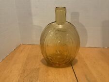 Vintage Coffin & Hay For  Our  Country Amber Glass Eagle Flag Flask picture