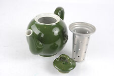 Vintage WG & C France Kaolinig Limoges Small Teapot w/ Tea Infuser Green Initial picture