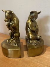 Wall Street Bull & Bear Bookends, Cast Bronze, Philadelphia Manufacturing Co picture