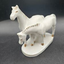 Vtg 1960s Japan 2 Horses Figure White w/ Gold Accents Porcelain picture