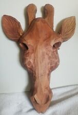 Hand Carved Wood Giraffe HeadFaceMask WallHanging DecorSafari African Tribal 14