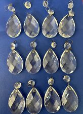 Lot of 12 Vintage Glass Crystal Chandelier Prisms Teardrops Faceted picture
