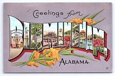 Postcard Greetings From Birmingham Alabama Large Letter E. C. Kropp picture