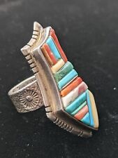 David Tune  Sandcast Multistone Inlay Ring Coral Navajo Indian Native American picture