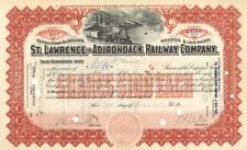 St. Lawrence and Adirondack Railway Co. - Stock Certificate - Railroad Stocks picture