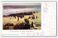 c1910's Surf Bathers Nye Crowd Big Wave Shoreline Brook Beach Oregon OR Postcard picture