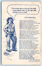 1909 OLD MONTANA CAMPBELL CORY POEM COWBOY GO TO HELL LET ME DIE THERE POSTCARD picture