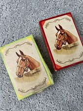 New Unopened 1940s Kent Hoyle Double Deck Bridge Set Playing Cards Horses picture