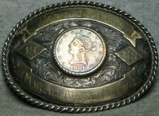 1881-S $10 Gold Liberty Harolds Club 14K Belt Buckle Sterling RENO NV Vintage picture
