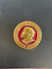 Soviet Vladimir Lenin USSR Gold Plated Red Vintage Communist Znachok Badge Pin picture