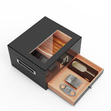 Cigar Humidor, Glass Top Box with Humidifier Hygrometer Desktop Cedar Wood Case picture