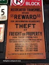 Rare Vintage Associated transport Theft reward sign Burlington Brooklyn New York picture
