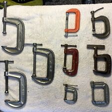 Lot of 9 Vintage C Clamps – Aluminum and Malleable Iron – Made in USA picture
