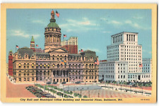 Postcard 1947 City Hall and Municipal Office Building, Baltimore, MD VTG ME3. picture