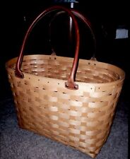 LONGABERGER 2001 LARGE Basket With Plastic Liner & Navy Canvas Liner Beach Tote picture