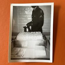 VINTAGE PHOTO headless African-American soldier with cake Original Snapshot picture