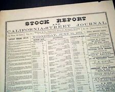 Rare STOCK MARKET San Francisco California 1872 old West Financial Newspaper picture