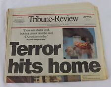 VINTAGE 9/12/01 Pittsburgh Tribune Review Newspaper September 11 2001 picture