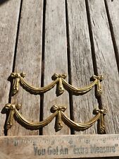 Vintage Brass Bow Escutcheons, pair of NOS 6 1/4” picture