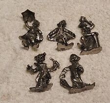 VINTAGE LOT OF 5 Miniature Pewter Clown Figurines picture