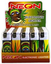 Rasta Neon Electronic Disposable Lighters, Wholesale Pack of 50- Assorted Colors picture