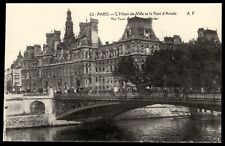 Postcard The Town Hall and Arcole Bridge Paris France picture