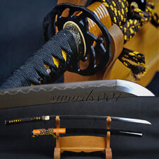 Hand Polished Japanese Samurai Katana Sword Clay Tempered Blade Rattan Saya picture