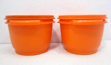 Vintage Tupperware Set of 2 Orange Servalier Bowls 886 W/ Lids 812 picture