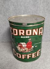 1920s-40s Corona Coffee 15 Lb. Original Tin w/ Lid Great Graphics Seattle WA  picture