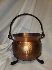 Vintage Farmhouse Copper & Iron Small Cauldron/Kettle Pot-Approx 6