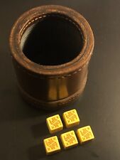 Old eggyolk butterscotch bakelite poker dice & stitched ribbed cup 100922bD@ZEB picture