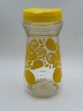 Vintage 24 oz Glass Lemonade Pitcher Carafe W/ Lemon Decor and Yellow Lid EUC picture
