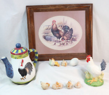Rooster Lot Decor Country Home Kitchen Rustic Roosters Chickens Teapot 10 Pieces picture