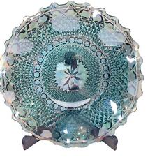 Indiana Glass Blue Iridescent Diamond Cut Carnival Glass Vintage 10