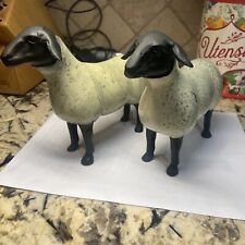 Pair Of Antique Cast Metal Painted Suffolk Sheep, Lalanne Style picture