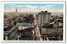 c1920's Bird's Eye View Of Baltimore Street Baltimore Maryland MD Cars Postcard picture