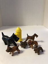 Carved Wooden Vintage Dog Figurines. Lot Of Six Various Breeds. picture